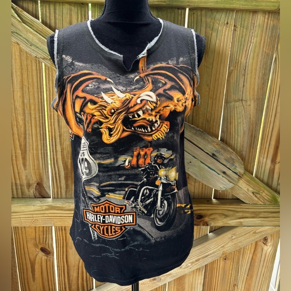 Harley-Davidson Smokey Mountain H-D Tail of the Dragon Sleeveless Shirt Size L - Picture 1 of 8